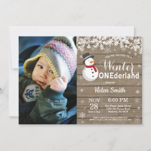 Invitación Invierno Onederland Muñeco de Nieve Cumpleaños 1
