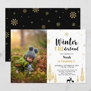 Invitación Invierno Onederland, Niño 1er Cumpleaños Foto