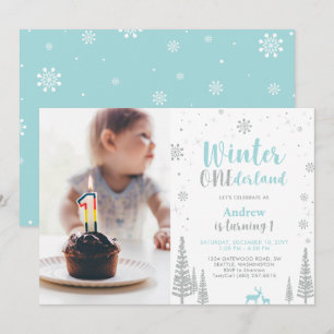 Invitación Invierno Onederland, Niño 1er Cumpleaños Foto