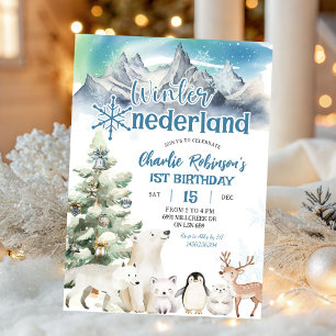 Invitación Invierno Onederland Niño Ártico Cumpleaños Primero