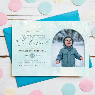 Invitación Invierno Onederland Niño Niña Arco Foto 1er Cumple