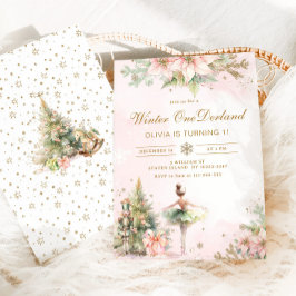 Invitación Invierno Onederland Nutcracker pastel de 1er cumpl