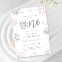 Invierno Onederland Plata Rosa Primer Cumpleaños