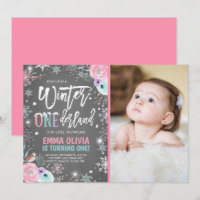 Invierno ONEderland Plata rosa Primer cumpleaños