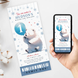 Invitación Invierno Onederland Polar Bear primer billete de c