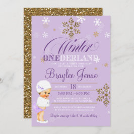 Invitación Invierno Onederland Primer cumpleaños Blonde Girl