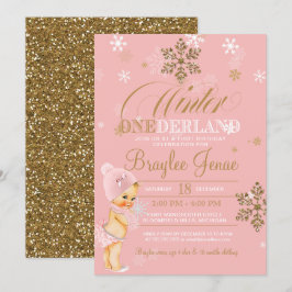 Invitación Invierno Onederland Primer cumpleaños Blonde Girl