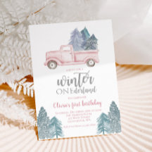 Invierno Onederland primer cumpleaños camión rosa