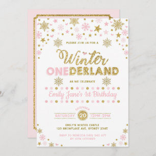 Invitación Invierno Onederland Primer Fiesta de cumpleaños Pi