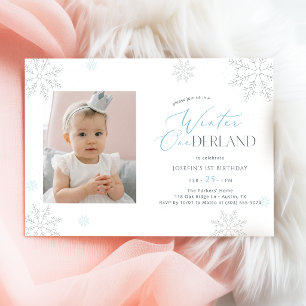 Invitación Invierno Onederland Primera Cumpleaños Bebé Niño F