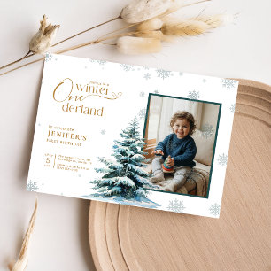 Invitación Invierno Onederland Primera Cumpleaños Niño Niña F