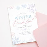 Invitación Invierno Onederland Purpurina Púrpura Primer Cumpl<br><div class="desc">Invite a amigos y familiares a la fiesta de cumpleaños de su pequeña pareja con esta invitación temática de 'Winter Overderland',  con copos de nieve rosas,  púrpura y azul.</div>