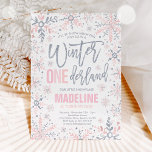 Invitación Invierno Onederland Silver Snowflake Primer cumple<br><div class="desc">Invitación al primer cumpleaños del invierno de Onederland Silver Snowflake</div>