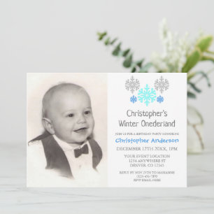 Invitación Invierno Onederland Snowflake Primer cumpleaños