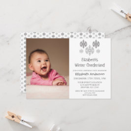 Invitación Invierno Onederland Snowflake Primer cumpleaños