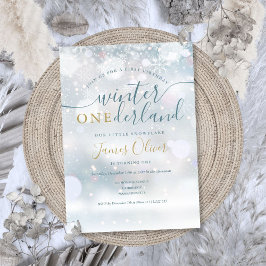 Invitación Invierno Onederland Snowflakes 1er cumpleaños
