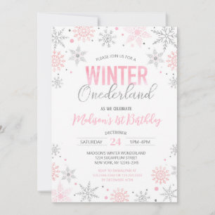 Invitación Invierno Onederland Snowflakes Primer cumpleaños