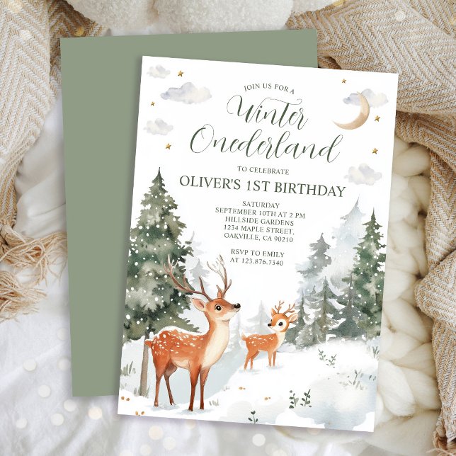 Invitación Invierno Onederland Woodland Primer cumpleaños (Subido por el creador)