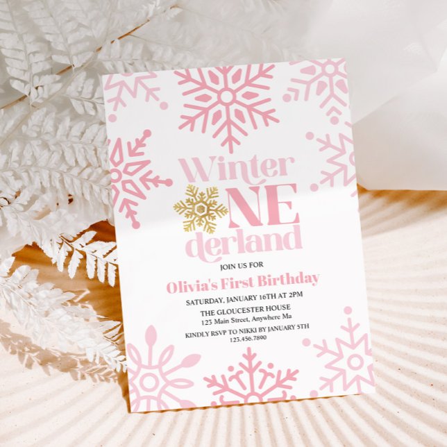 Invitación Invierno Oro Rosado Oro Oro Onederland Primer cump (Subido por el creador)