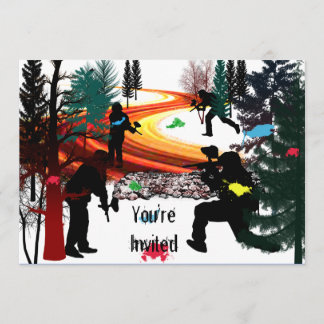 Invitación Invierno Paintball en las maderas