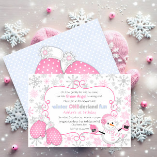 Invitación Invierno personalizado One-derland Primer cumpleañ