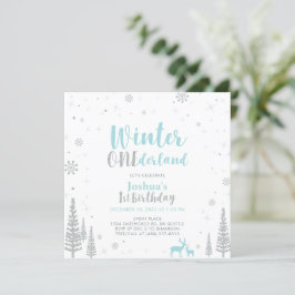 Invitación Invierno Plata y Azul Terrania 1er cumpleaños