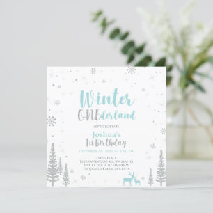 Invitación Invierno Plata y Azul Terrania 1er cumpleaños