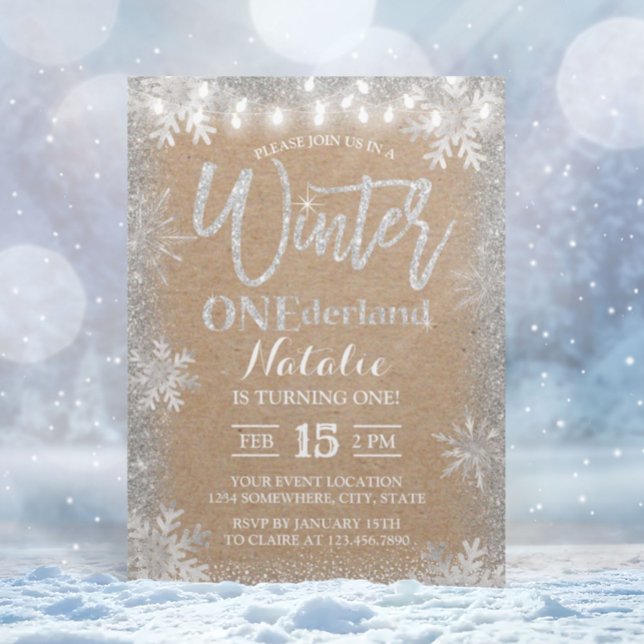 Invitación Invierno plateado Onederland Primer cumpleaños de  (Subido por el creador)