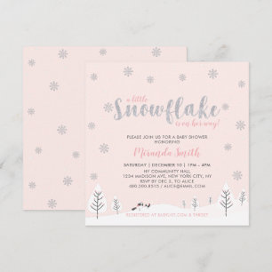 Invitación Invierno plateado y rosa Wonderland Chica Baby Sho