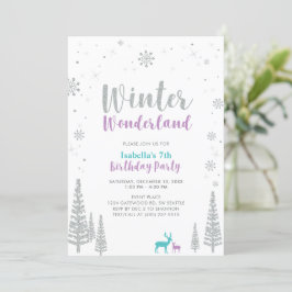 Invitación Invierno púrpura y Verde azulado Maravilloso Día d