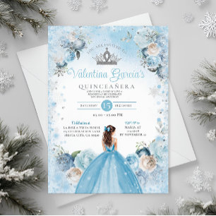 Invitación Invierno Quinceañera copos de nieve con una agitad