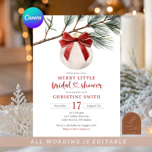 Invitación Invierno Red Bow Ornament Merry Little Bridal Show