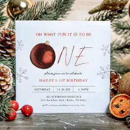 Invitación Invierno Rojo Oh Qué Chica divertido Primer Fiesta