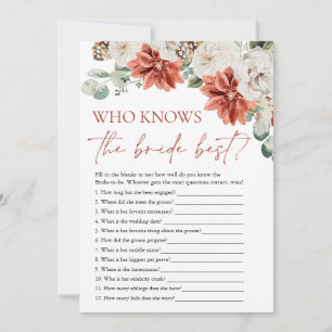 Invitación Invierno Rojo que conoce a la novia como mejor jue