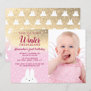 Invitación Invierno Rosa Cumpleaños número 1 de ONEderland