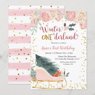 Invitación Invierno rosa Invierno de Onederland Invierno