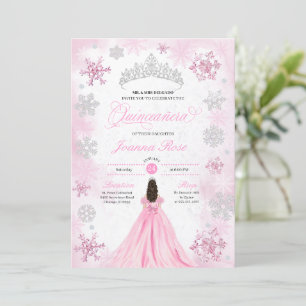 Invitación Invierno rosa Maravilla de nieve Quinceanera