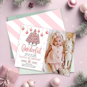 Invitación Invierno rosa Maravilloso Árboles de Navidad Cumpl