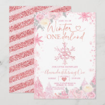 Invierno rosa Onederland Snowflake Primer cumpleañ
