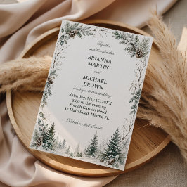 Invitación Invierno Rústico Bosque de Siempreverde