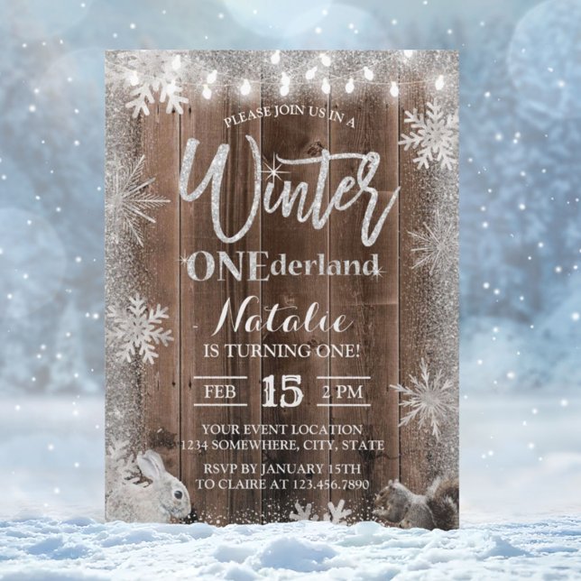 Invitación Invierno Rústico Snowflake Onederland Primer cumpl (Subido por el creador)