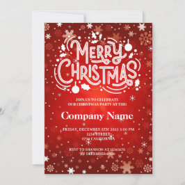 Invitación Invierno Snowflake blanco rojo Feliz fiesta navide