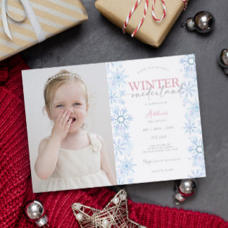 Invitación Invierno Snowflake Primer cumpleaños Onederland Fo