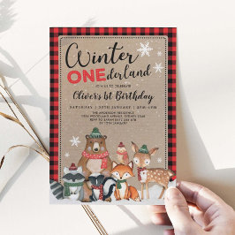 Invitación Invierno Snowy Onederland Cumpleaños del bosque Wo
