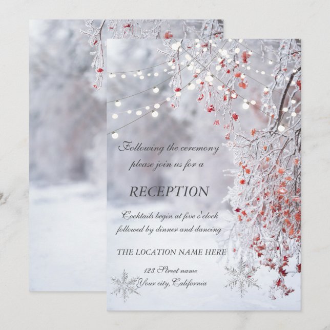 Invitación Invierno Wonderland Snowflakes Wedding (Anverso / Reverso)