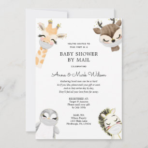 Invitación Invita a Baby Shower de Animales con Máscaras por