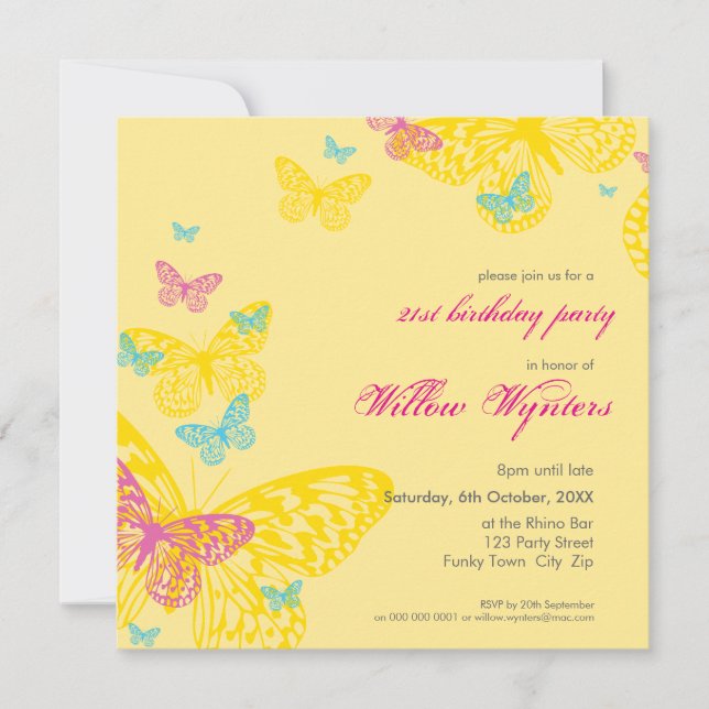 Invitación INVITA A UN EVENTO ESPECIAL :: mariposas 6SQ (Anverso)