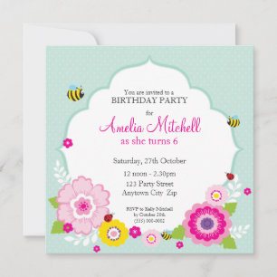 Invitación INVITA AL PARTIDO DE CUMPLEAÑOS :: flores de jardí