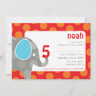 Invitación INVITA AL PARTIDO DEL CUMPLEAÑOS :: elefante + núm