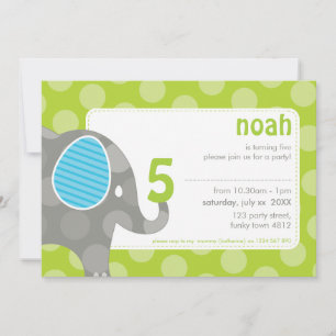Invitación INVITA AL PARTIDO DEL CUMPLEAÑOS :: elefante + núm